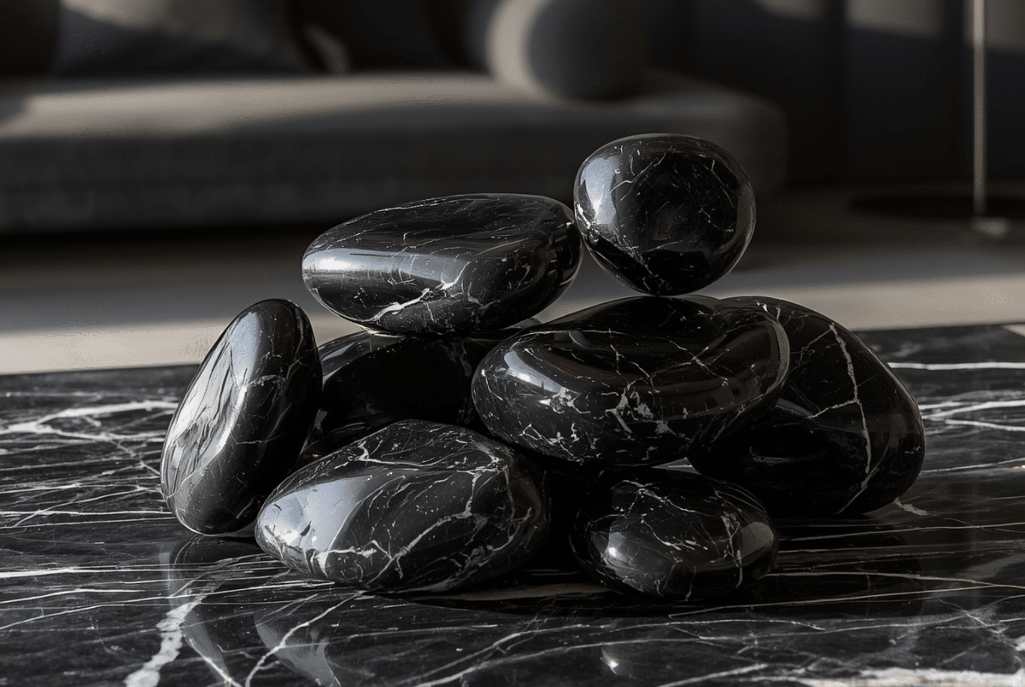 Black Decorative Marble Stones 170726